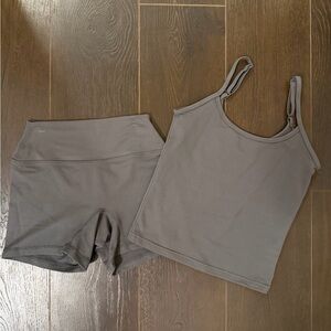 Tank & High-Waist Short Set - Taupe